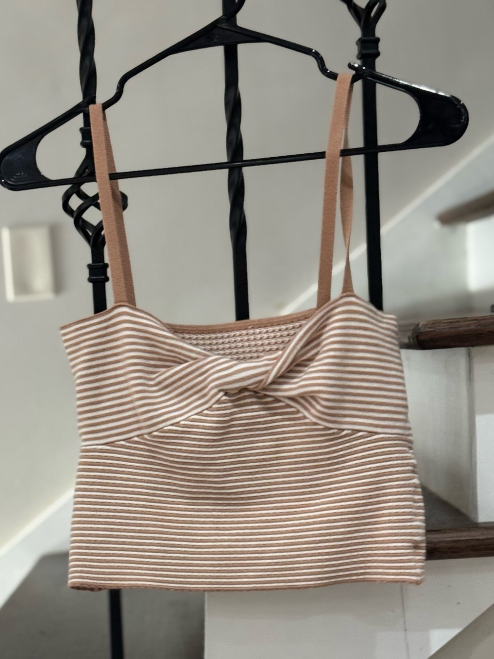 Reformation knit twist-front crop tank/cami